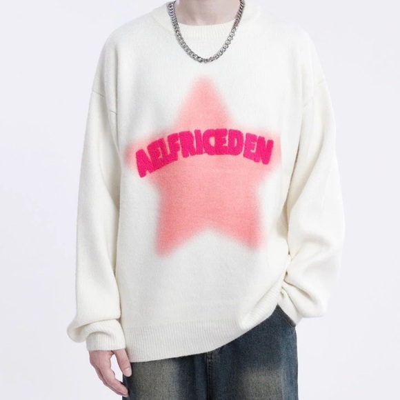Aelfric Eden “Flocking Star” Sweater White/Pink Size XL - Picture 1 of 12